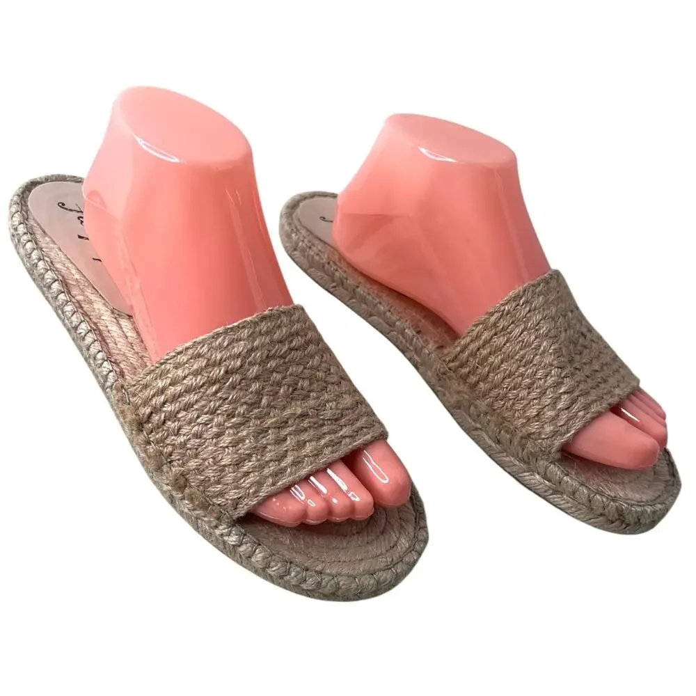 FP Beach Front Espadrille Slide Sandals Woven Jute Tan Boho W's EU 41 = 9.5 - 10 - Picture 3 of 11